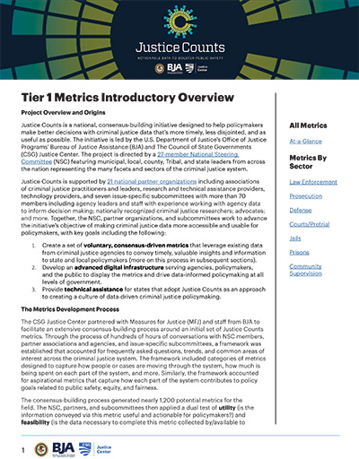 Tier 1 Metrics Introductory Overview